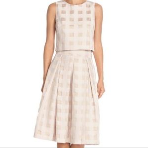 Eliza J Two Piece Checkered Satin Dress Plaid Gingham Pink Women's 8